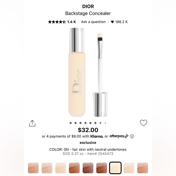 SOLD Dior backstage perfecting concealer in 0N - Picture 2 of 6